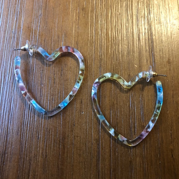Acetate Pastels Open Heart Hoop Tortoise Earrings - Picture 1 of 5